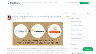 How to: Despatch Orders Via A Carrier Using NetDespatch - Bluepark ...