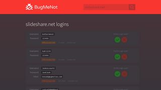 slideshare.net passwords - BugMeNot