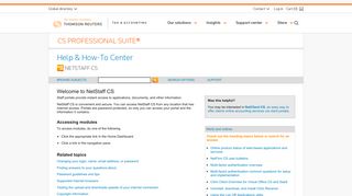 Welcome to NetStaff CS - CS Professional Suite - Thomson Reuters
