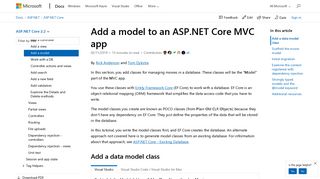 Add a model to an ASP.NET Core MVC app | Microsoft Docs