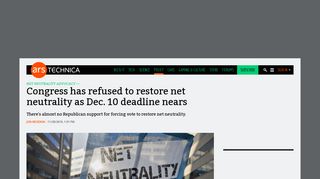 Congress has refused to restore net neutrality as Dec. 10 deadline ...