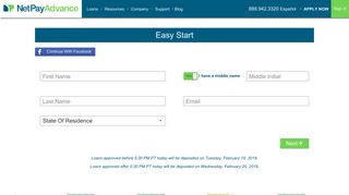 Apply Now - Net Pay Advance Inc. Online Short-Term Loans