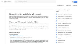 Netregistry: Set up G Suite MX records - G Suite Admin Help