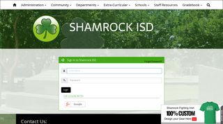 Shamrock ISD - Site Administration Login