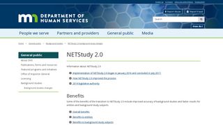 NetStudy 2.0 background study changes / Minnesota Department of ...