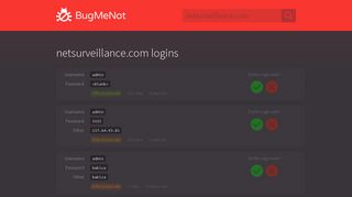 netsurveillance.com passwords - BugMeNot