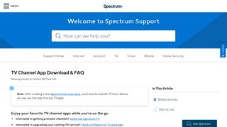 TV Channel App Download & FAQ Help for signing into ... - Spectrum.net