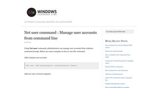 Net user command : Manage user accounts from command line
