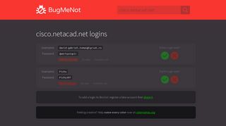cisco.netacad.net passwords - BugMeNot