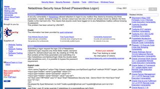 Netaddress Security Issue Solved (Passwordless Logon)