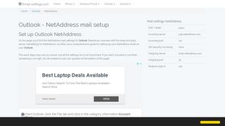 NetAddress - Outlook - NetAddress mail setup | Email settings