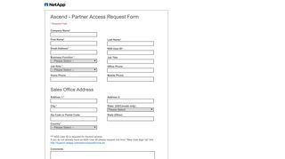 Ascend - Partner Access Request Form - NetApp