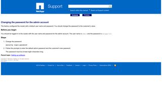 Changing the password for the admin account - NetApp Support