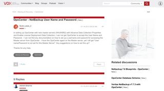 OpsCenter - NetBackup User Name and Password - VOX