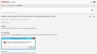 Unable to login status:526/ PBX service failed to start, generates event ...