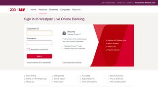 Sign in to Westpac Live Online Banking