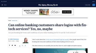 Can online banking customers share logins with fin-tech services ...