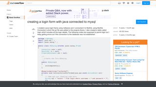 creating a login form with java connected to mysql - Stack Overflow