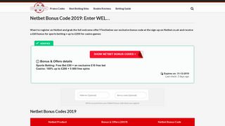 Netbet Bonus Code 2019: Enter WEL… - OnlineBettingCodes.uk