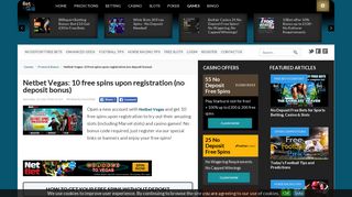 Netbet Vegas: 10 free spins upon registration (no deposit bonus ...