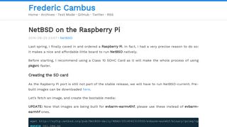 NetBSD on the Raspberry Pi - Cambus.net