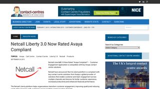 Netcall Liberty 3.0 Now Rated Avaya Compliant - Contact-Centres.com