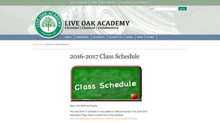 – 2016-2017 Class Schedule | Live Oak Academy