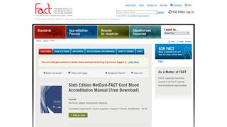 Product: Sixth Edition NetCord-FACT Cord Blood Accreditation ...