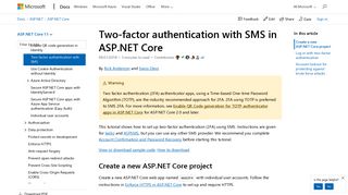 Two-factor authentication with SMS in ASP.NET Core | Microsoft Docs