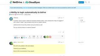 Ability to login automatically to bdrive - Technical Issues - Bdrive ...