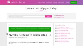 MyTelly Netduma R1 router setup : My Private Network