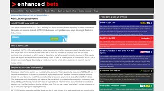 NETELLER sign up bonus - Enhanced Bets and more