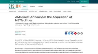 AMTdirect Announces the Acquisition of NETfacilities - PR Newswire