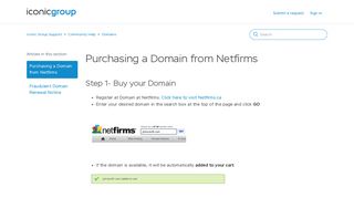 Purchasing a Domain from Netfirms – Iconic Group Support