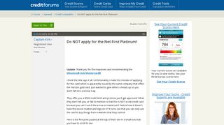 Do NOT apply for the Net First Platinum! - Credit Forums