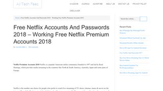 Free Netflix Accounts And Passwords | Working Premium Account 2018