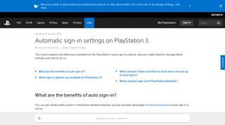 Automatic sign-in settings on PlayStation 3