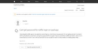 Cant get password for netflix login on ip… - Apple Community
