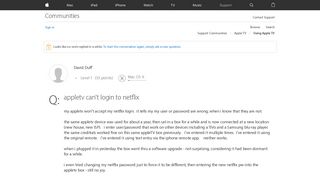 appletv can't login to netflix - Apple Community