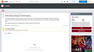 Netflix keeps asking me to finish sign-up : netflix - Reddit