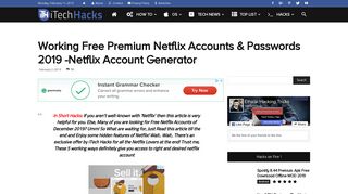 Free | Premium Netflix Accounts & Passwords 2019 ... - iTech Hacks