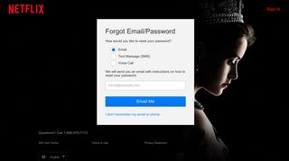 Forgot Email/Password - Netflix