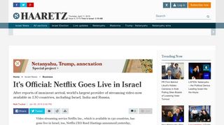 It's official: Netflix goes live in Israel - Business - Haaretz.com