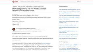 How many devices can one Netflix account simultaneously stream on ...