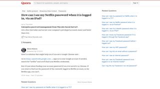 How to see my Netflix password when it is logged in, via an iPad ...