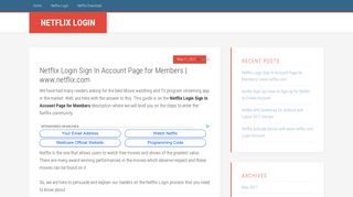 Netflix Login Sign In Account Page for Members | www.netflix.com