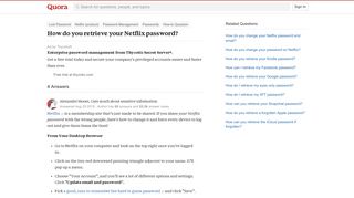 How to retrieve your Netflix password - Quora