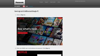 How to sign out of a Netflix account through a PC. - Panasonic