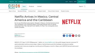 Netflix Arrives in Mexico, Central America and the Caribbean