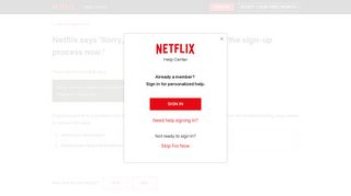 Netflix says 'Sorry, we are unable to complete the sign-up process now.'